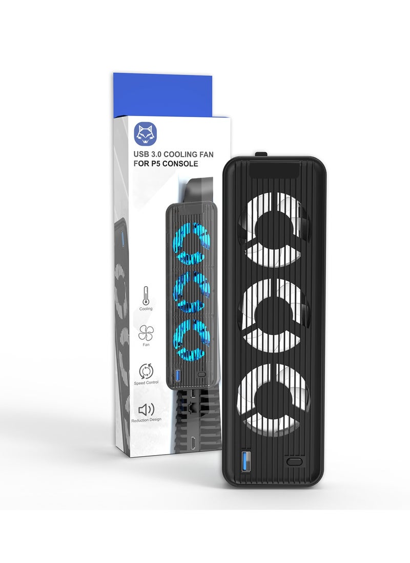 لياوسيسي - مروحة تبريد لجهاز سوني PS5 ومبرد PS5 مع 3 مراوح صامتة مطورة ومنفذ وحدة تحكم USB 3.0 للإصدار الرقمي/القرص المضغوط - Image 1