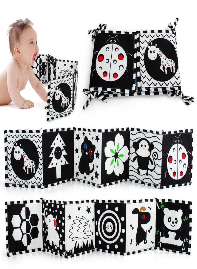 Cawgug Black and White High Contrast Soft Book for Babies 0-12 Months - Early Education Infant Tummy Time and Sensory Toys, Montessori Cloth Book Activities - Image 1