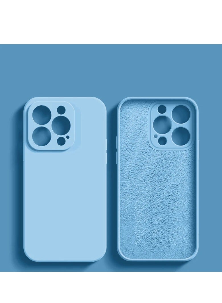 AROAQ Iphone Silicon Case, Silky-soft Touch Full-body Protective Phone Case, Luxury Original Liquid Silicone Case Mention For Iphone 15 Pro, ( Light Blue )