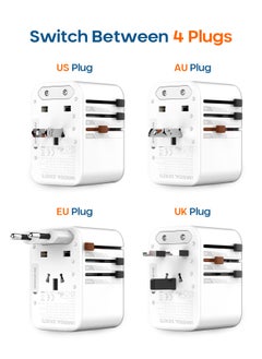 بيجانت محول سفر عالمي جان 65 واط شاحن حائط سريع مع 2 USB-C PD3.0، 1 USB QC3.0، 1 مقبس طاقة عالمي، منفذ قابس اوروبي امريكي بريطاني استرالي، محول شحن سريع نوع C للابتوب  - Image 5