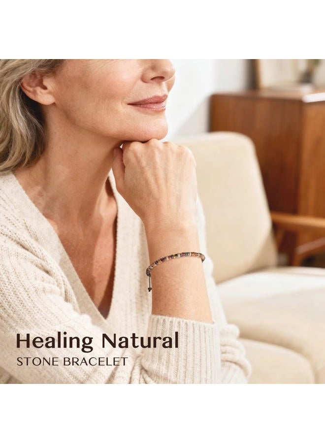 ZOKCC Inspirational Gifts Bracelets for Women: Christmas Day Gifts for Women Friends Sister Mom - Healing Natural Stone Beads Bracelets Thinking of you Get Well Soon Gift for Women, 7-12inch, Stone - Image 4