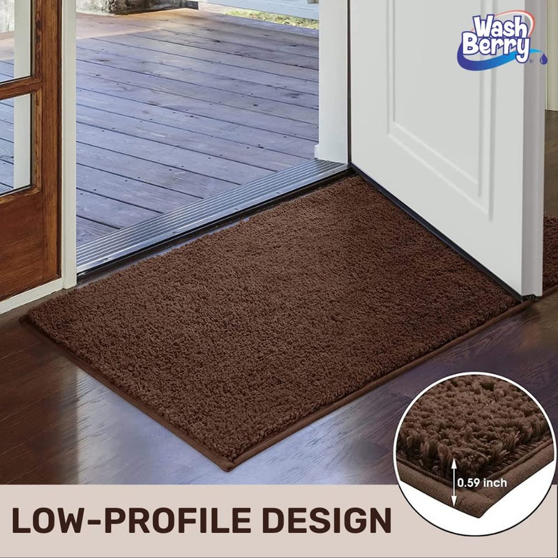 WashBerry Anti Slip Microfiber Floor Door Mat for Home Entrance Kitchen Office Living Room Bedroom 16 x 24 in Coffee Solid - Image 5