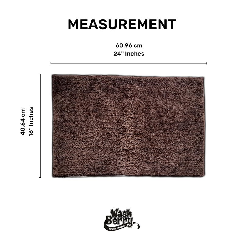 WashBerry Anti Slip Microfiber Floor Door Mat for Home Entrance Kitchen Office Living Room Bedroom 16 x 24 in Coffee Solid - Image 2