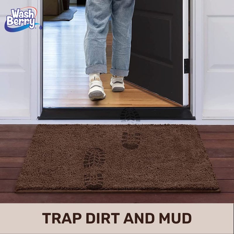 WashBerry Anti Slip Microfiber Floor Door Mat for Home Entrance Kitchen Office Living Room Bedroom 16 x 24 in Coffee Solid - Image 4