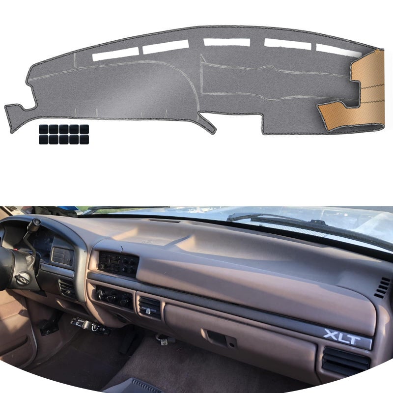 KEYOOG Dashboard Cover Dash Mat Fit for 1996-1992 Fo-rd F-150 Bronco,1997-1992 F-250 F-350 (for Left Hand Drive),Car Dash Board Mat Anti-Glare Carpet,Non-Slip Pad Sunshield Protector (Grey) - Image 1