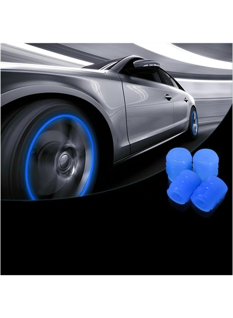 4PCS Tire Air Caps Cover, Illuminated Auto Wheel Valve Stem Cap, Car Accessories Universal for Car, Truck, SUV, Motorcycles, Bike (Blue) - Image 1