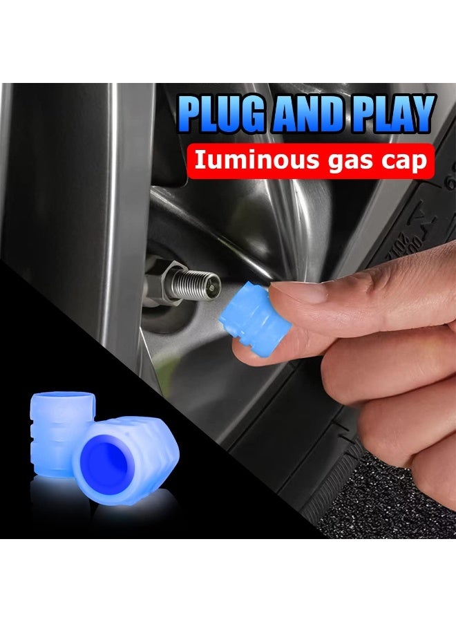 4PCS Tire Air Caps Cover, Illuminated Auto Wheel Valve Stem Cap, Car Accessories Universal for Car, Truck, SUV, Motorcycles, Bike (Blue) - Image 3