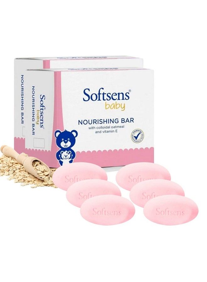 Softsens صابون مغذي للأطفال مع دقيق الشوفان وزبدة الشيا وفيتامين E | مختبر جلدياً وخالي من البارابين لبشرة الأطفال - عبوة من 6 (100 جرام × 6) - Image 2