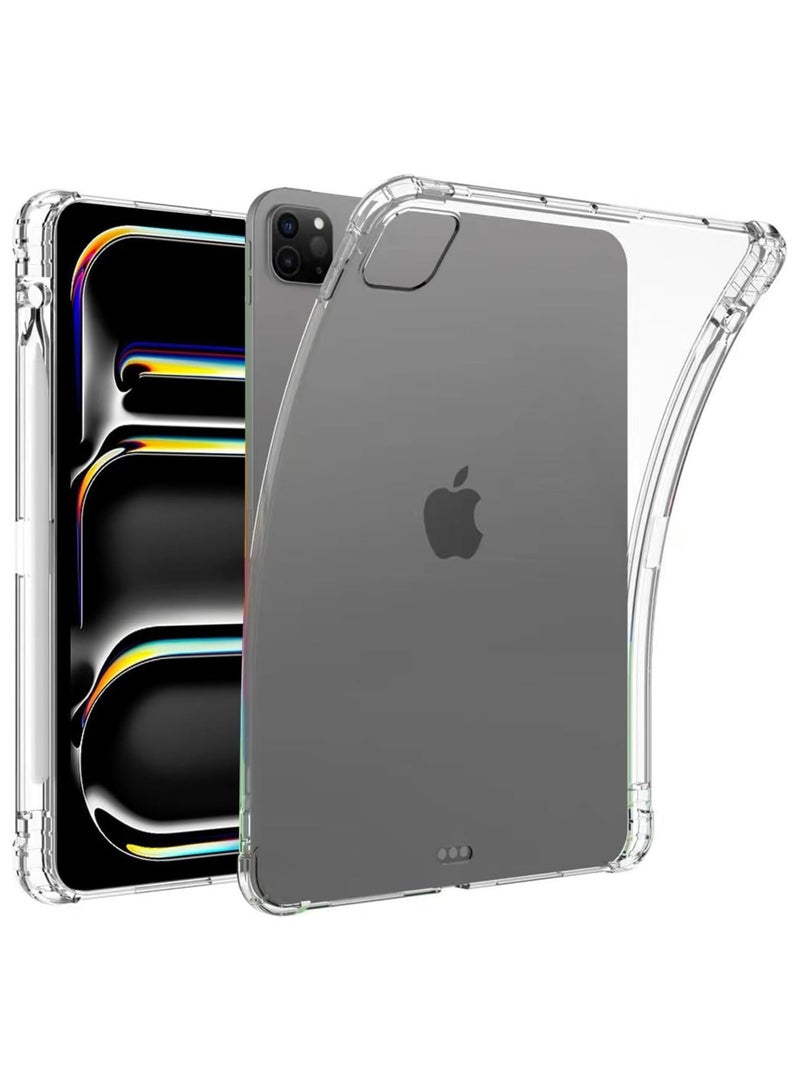for iPad Pro 13 inch (M4) Case 2024, Anti-Scratch Crystal Clear TPU Rubber Soft Skin Silicone Built-in Stylus Pen Holder Protective Case for iPad Pro 13 2024 - Image 1