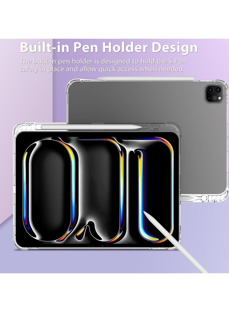 for iPad Pro 13 inch (M4) Case 2024, Anti-Scratch Crystal Clear TPU Rubber Soft Skin Silicone Built-in Stylus Pen Holder Protective Case for iPad Pro 13 2024 - Image 2