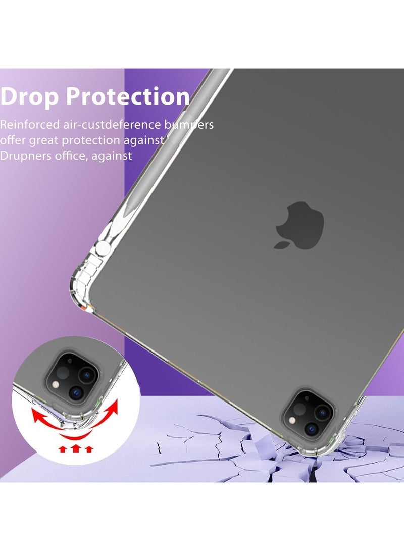 for iPad Pro 13 inch (M4) Case 2024, Anti-Scratch Crystal Clear TPU Rubber Soft Skin Silicone Built-in Stylus Pen Holder Protective Case for iPad Pro 13 2024 - Image 5