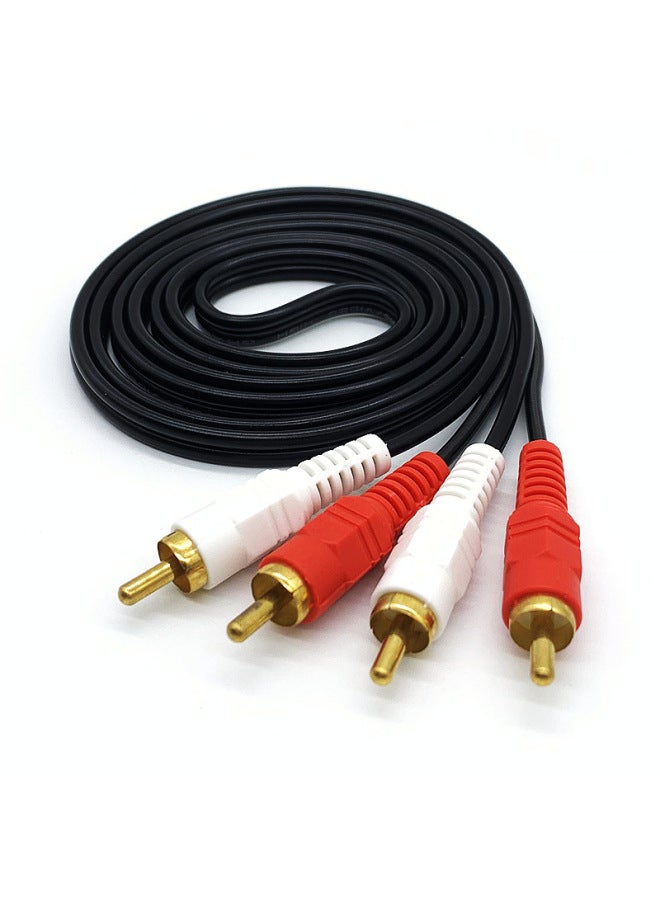 AV Line 2 To 2 Red And White Double Lotus Head Audio Line 2 To 2RCA Line TV Computer Speaker Power Amplifier Cable-Color:Audio Line Two On Two-Length:1.5M  - Image 1