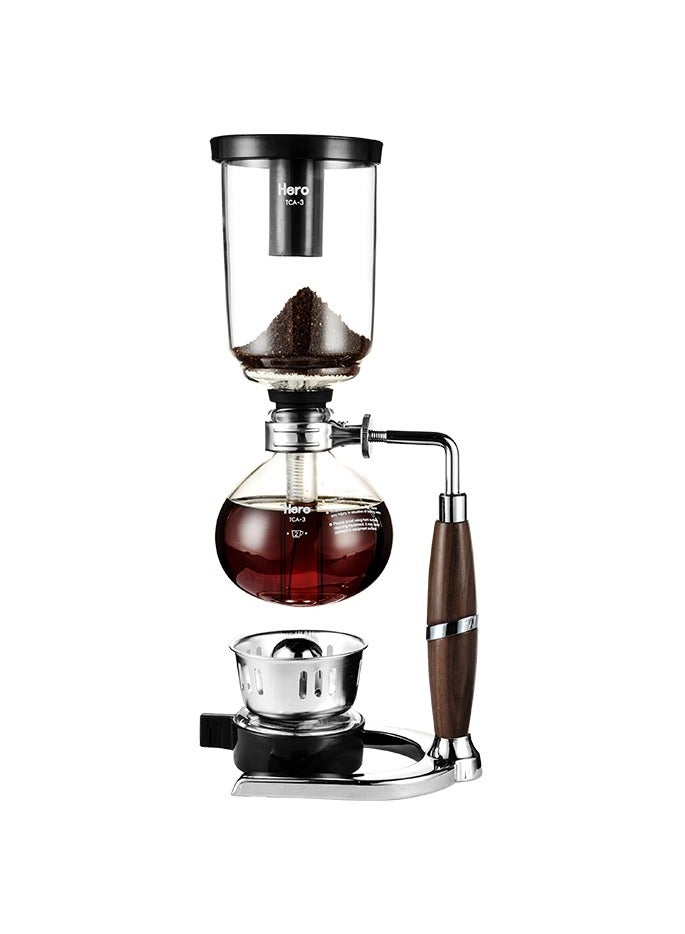 زيروهيرو وعاء تحضير القهوة سيفون – آلة تحضير القهوة الزجاجية المفرغة 3 أكواب، تصميم زجاجي مقاوم للحرارة - Image 1