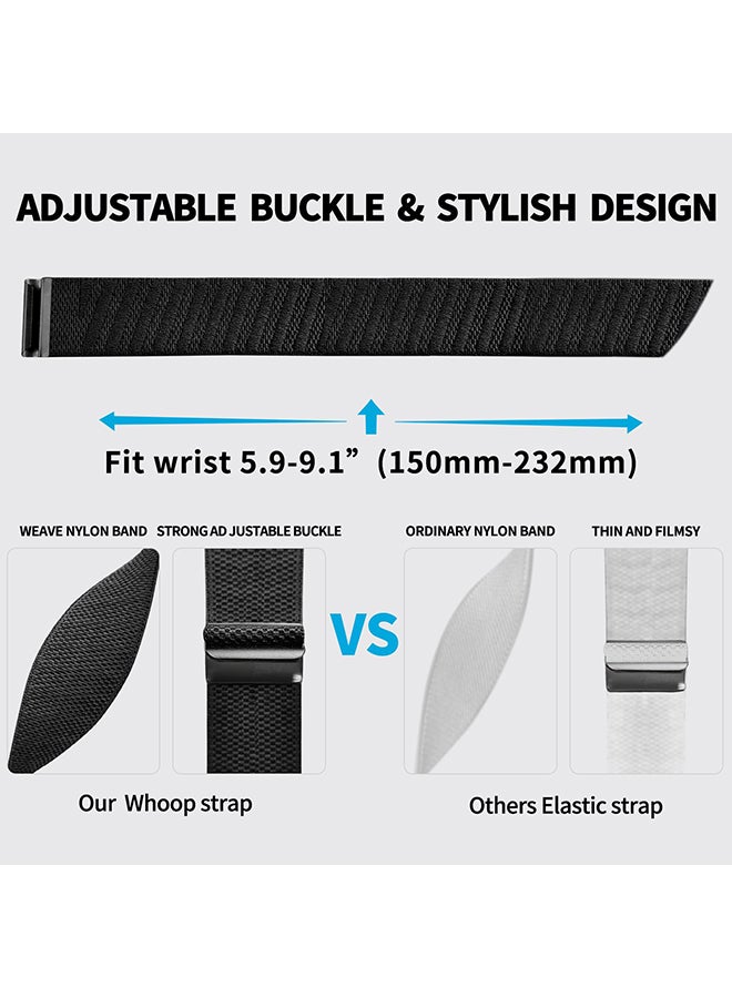 O Ozone Nylon Sport Loop Wristband Compatible with Whoop Bands 4.0 for Men Women with Bumper Case, Soft Adjustable Breathable Replacement Nylon Straps- Black - Image 4