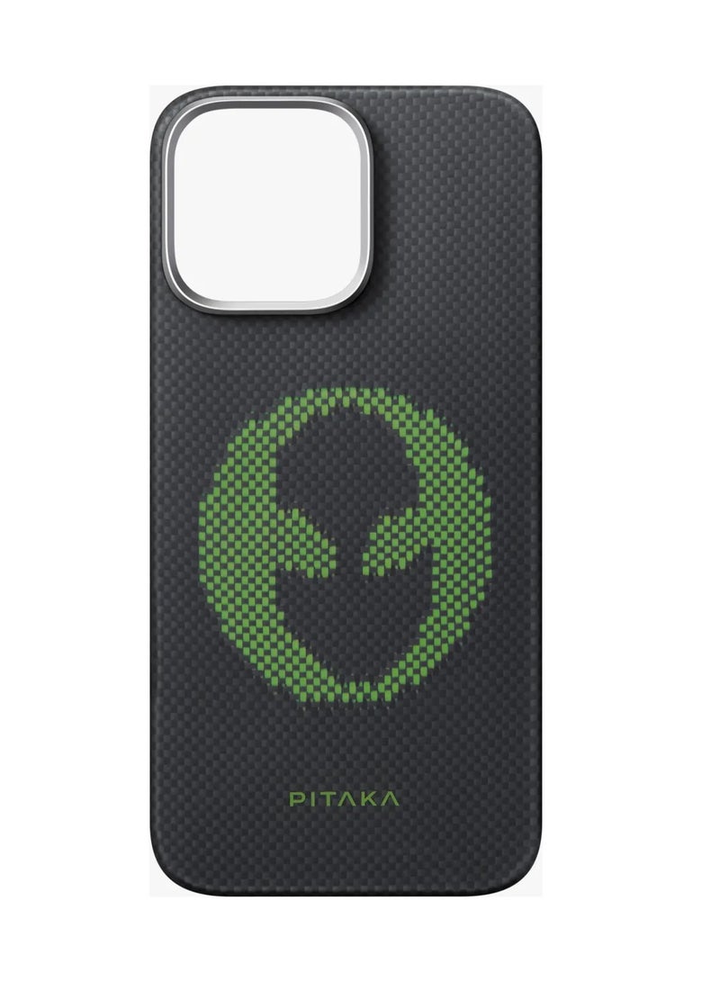 PITAKA iPhone 16 Pro MagSafe Case Aries Tactile Woven Cover / Wireless Charging iPhone Case / Lightweight and Slim Back Cover / Premium iPhone Case / Aramid Fiber Woven - Alien - Image 2