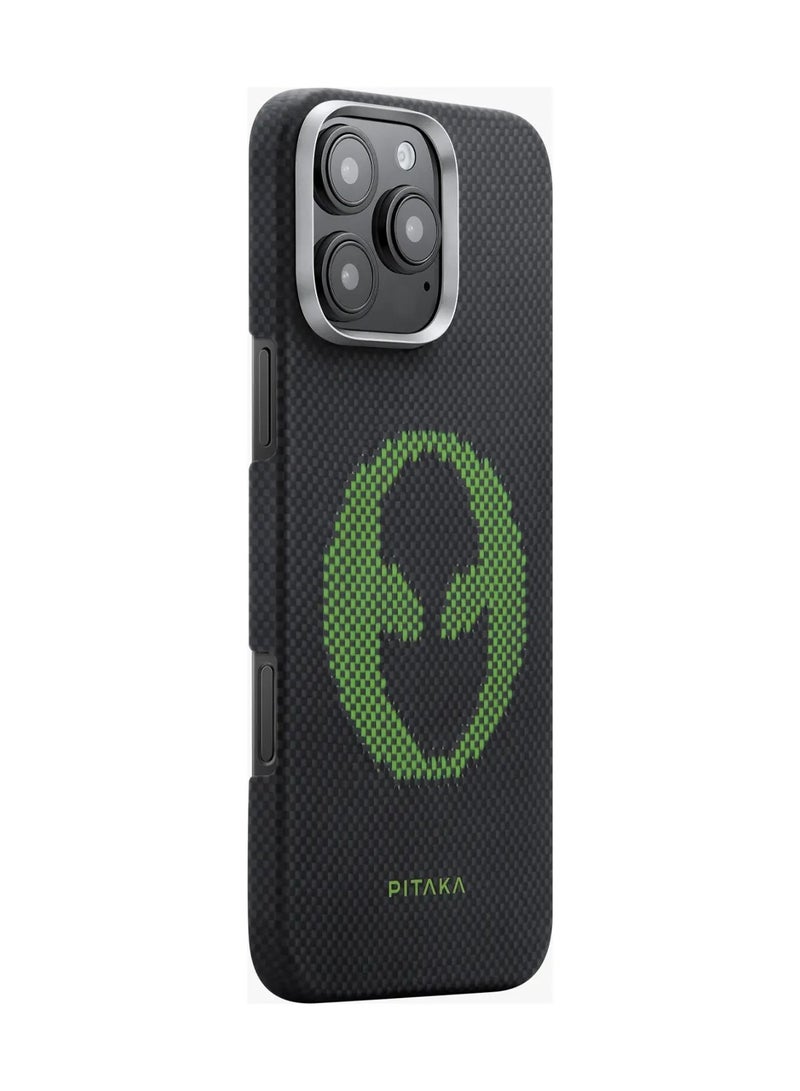 PITAKA iPhone 16 Pro MagSafe Case Aries Tactile Woven Cover / Wireless Charging iPhone Case / Lightweight and Slim Back Cover / Premium iPhone Case / Aramid Fiber Woven - Alien - Image 3