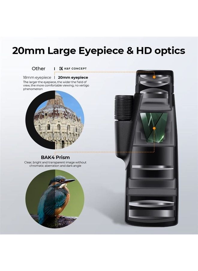 K&F Concept 12X50 HD Monoculars, Monoculars Telescope for Adults with BAK4 Prism & FMC Lens, Waterproof Monocular Scope with Dual Focus for Bird Watching Hunting Wildlife Hiking Traveling  - Image 2
