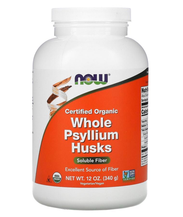 now Certified Organic Whole Psyllium Husks 12 oz (340 g)