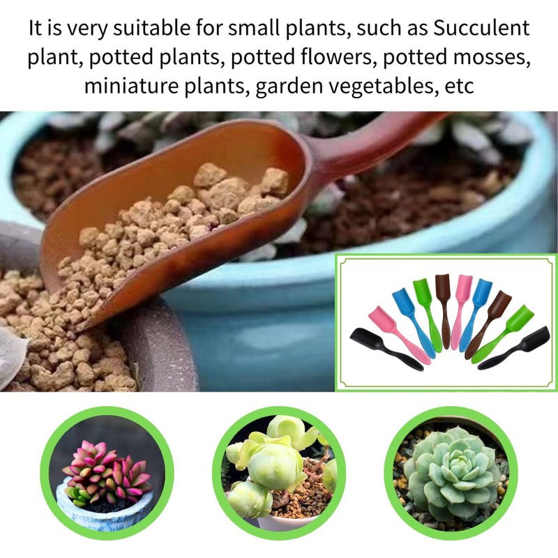 NINGDAN 10Pcs NINGDAN Mini Shovel,Plastic Mini Gardening Shovel Spoons Soil Scoops,Cultivation Digging Transplanting Tools for Succulents Potted Flowers,Milk Powder/Coffee Beans Scoops (5 Colors) - Image 3