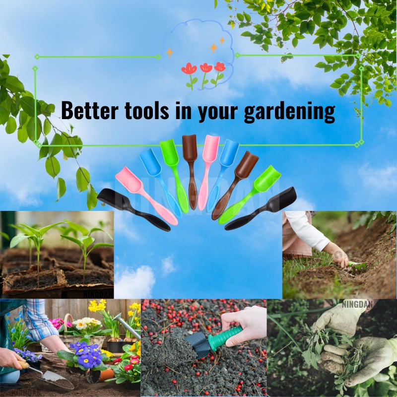 NINGDAN 10Pcs NINGDAN Mini Shovel,Plastic Mini Gardening Shovel Spoons Soil Scoops,Cultivation Digging Transplanting Tools for Succulents Potted Flowers,Milk Powder/Coffee Beans Scoops (5 Colors) - Image 2