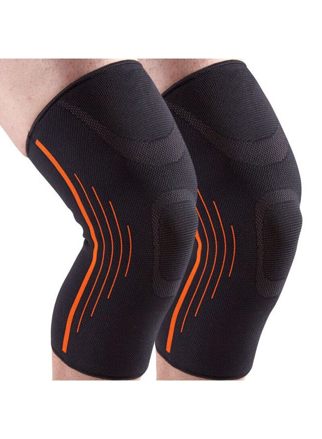 Lac Sports Running Knee Brace Outdoor Hiking Basketball Cycling Fitness Knee Support Orange Stripe Single Piece Size M - Image 3