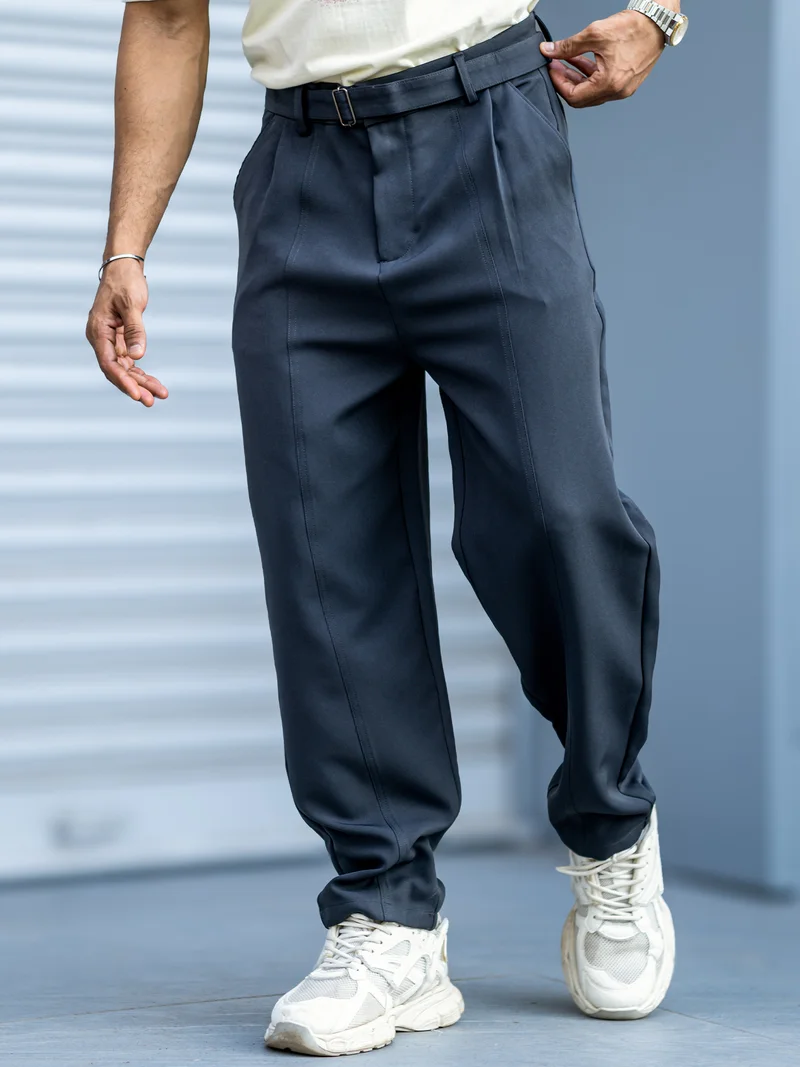 مانياك بنطلون رجالي مانياك رمادي داكن منسوج