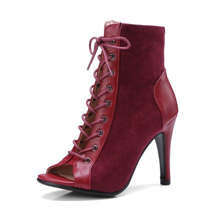 Lace-Up Sandals Women'S 2020 Summer Hollow-Out Short Boots Stiletto High Heel Dancing Shoes Plus Size Open Toe Sandals - Image 1