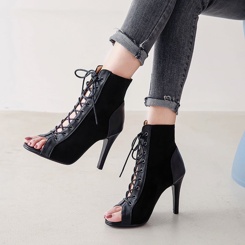 Lace-Up Sandals Women'S 2020 Summer Hollow-Out Short Boots Stiletto High Heel Dancing Shoes Plus Size Open Toe Sandals - Image 4