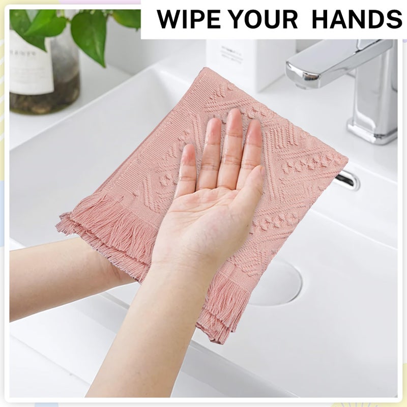 Vidroxin 4-Pack Luxury Decorative Cotton Hand Towels for Bathroom Super Absorbent with Jacquard Weave&Fringe â€“ 13x29.1" Boho Hand Towel Set,Soft Face Towel for Boho Bathroom Decor Kitchen Hotel Spa Guest - Image 3