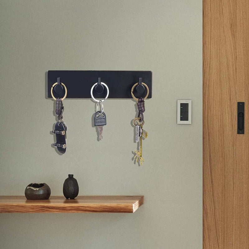 Aputue Key Holder for Wall, Key Holder Wall Mount with 3 Key Hooks, Sturdy Key Hooks for Entryway, Door, Bathroom, Kitchen, Hallway, Garage Etc, Key Holder Rack with 3m Strong Adhesive Tapes - Image 3