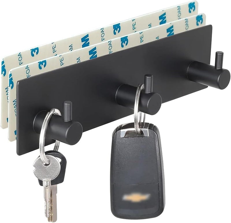 Aputue Key Holder for Wall, Key Holder Wall Mount with 3 Key Hooks, Sturdy Key Hooks for Entryway, Door, Bathroom, Kitchen, Hallway, Garage Etc, Key Holder Rack with 3m Strong Adhesive Tapes - Image 1