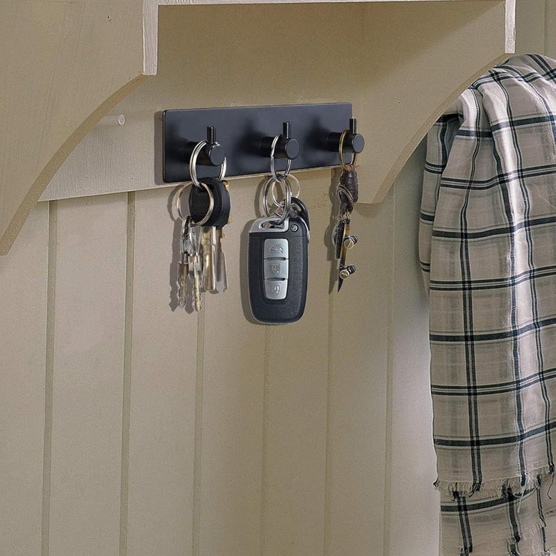 Aputue Key Holder for Wall, Key Holder Wall Mount with 3 Key Hooks, Sturdy Key Hooks for Entryway, Door, Bathroom, Kitchen, Hallway, Garage Etc, Key Holder Rack with 3m Strong Adhesive Tapes - Image 5