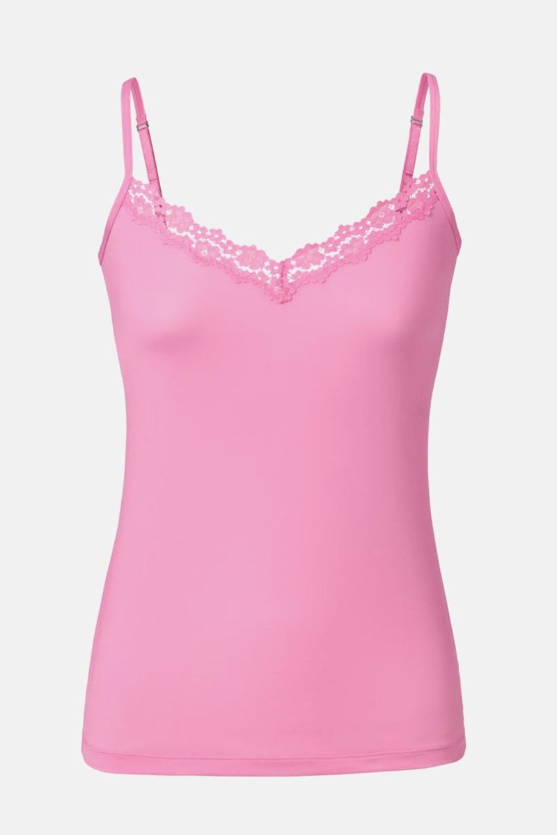 Tchibo Women V-neck Sleeveless Plain Tank Top, Pink - Image 3