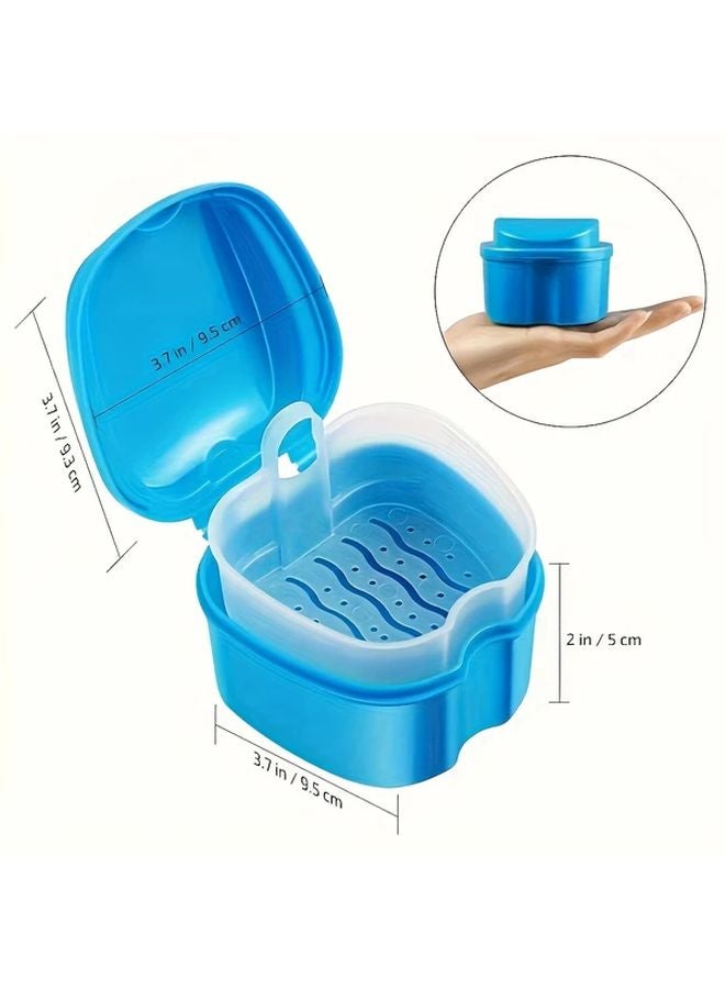Deep Blue Portable Denture Cleaning Box With Filter Net Secure Lid For Travel - Image 4