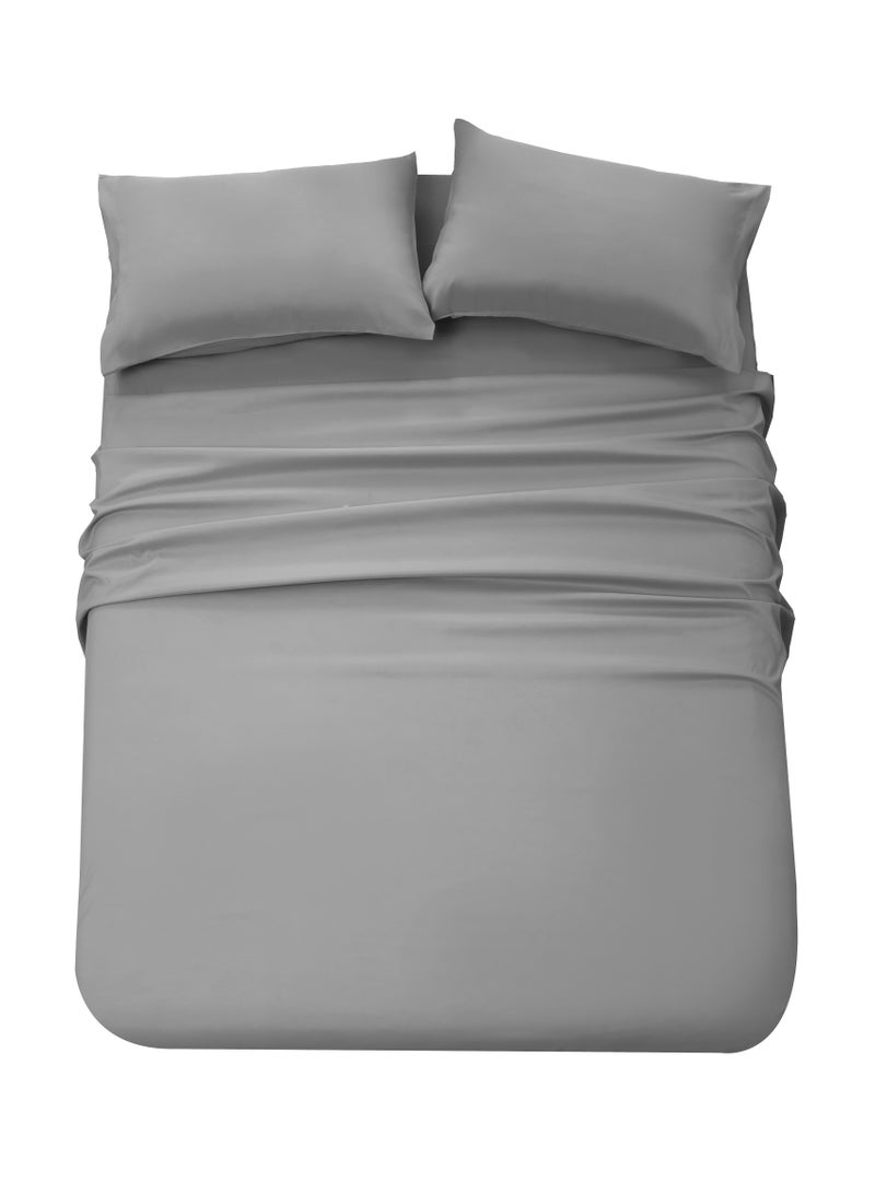 Panax Bedding King Bed Sheets Set - 4 Piece Bedding - Brushed Microfiber - Shrinkage and Fade Resistant - Easy Care (Light Grey, King) - Image 2