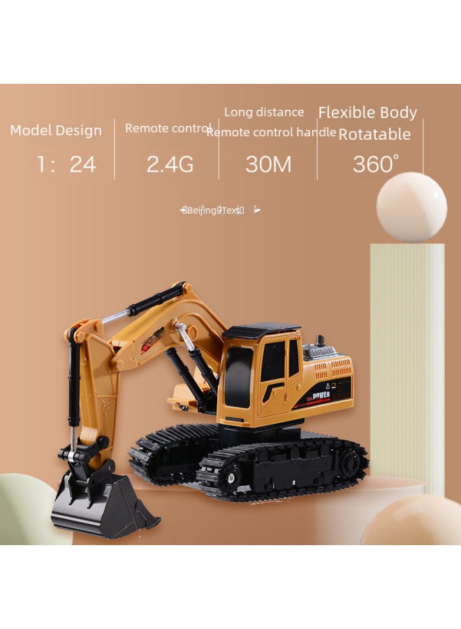 Wireless Remote Control Six-channel Alloy Excavator Simulation Model Electric Engineering Vehicle Children's Toy-Color:Upgraded Six-way Excavator-Red (alloy Bucket)-Proportion:1:24 - Image 3