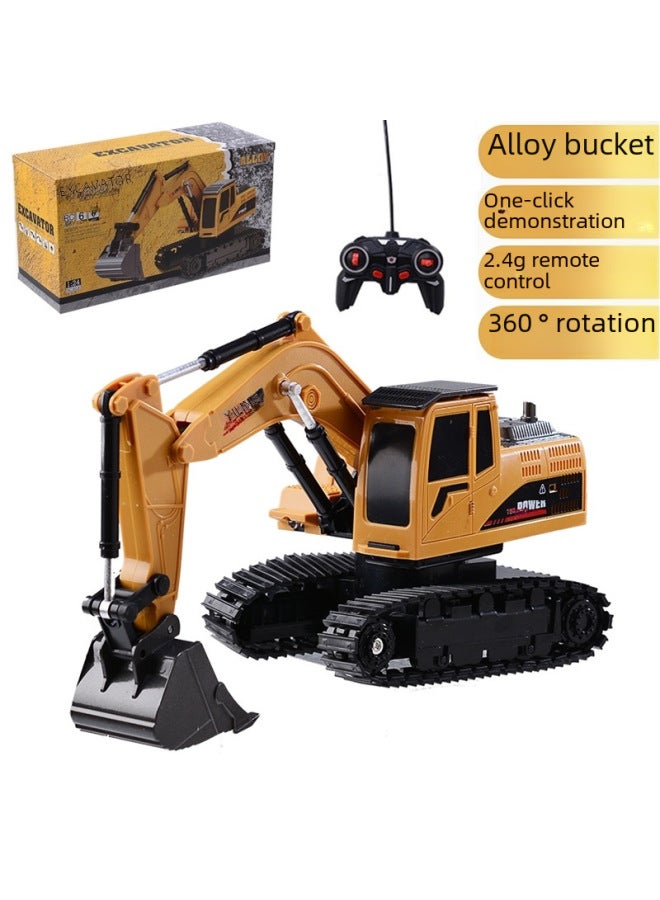 Wireless Remote Control Six-channel Alloy Excavator Simulation Model Electric Engineering Vehicle Children's Toy-Color:Upgraded Six-way Excavator-Red (alloy Bucket)-Proportion:1:24 - Image 5