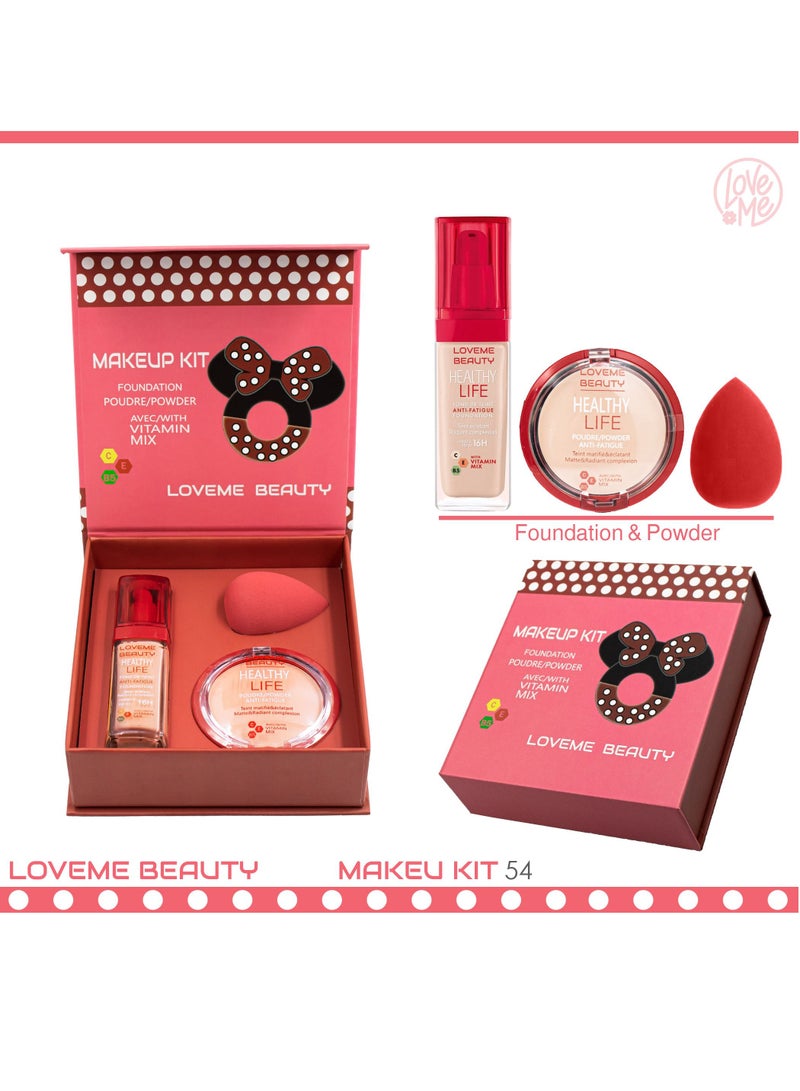 LOVEMEBEAUTY Mini Box Consists Of 3 pieces Of Face Powder, Foundation And beauty Blender