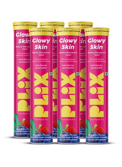Glutathione Skin Glow 90 Effervescent Tablets 500MG Pack Of 6, Strawberry Flavour