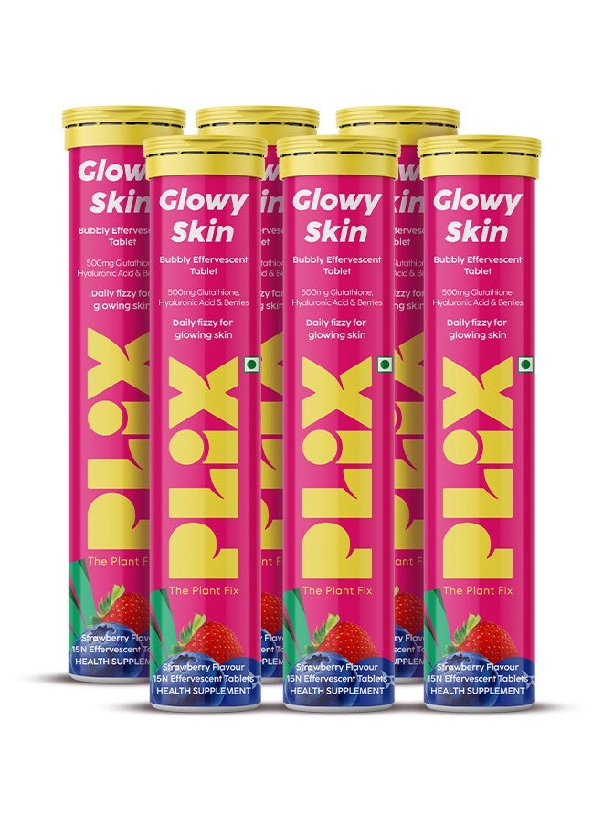 PLIX THE PLANT FIX - Glutathione Skin Glow 90 Effervescent Tablets 500MG Pack Of 6, Strawberry Flavour - Image 1