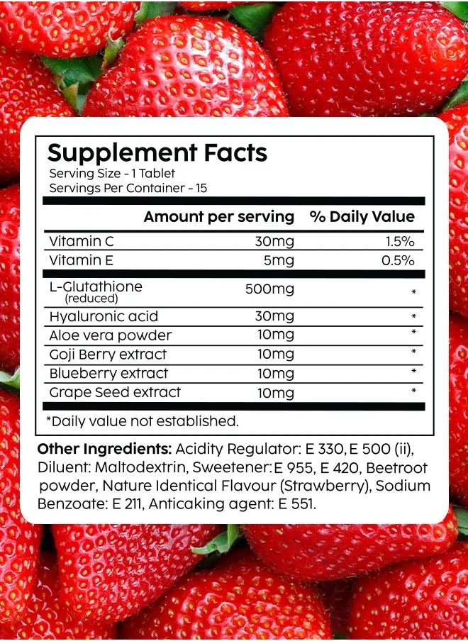 PLIX THE PLANT FIX Glutathione Skin Glow 90 Effervescent Tablets 500MG Pack Of 6, Strawberry Flavour