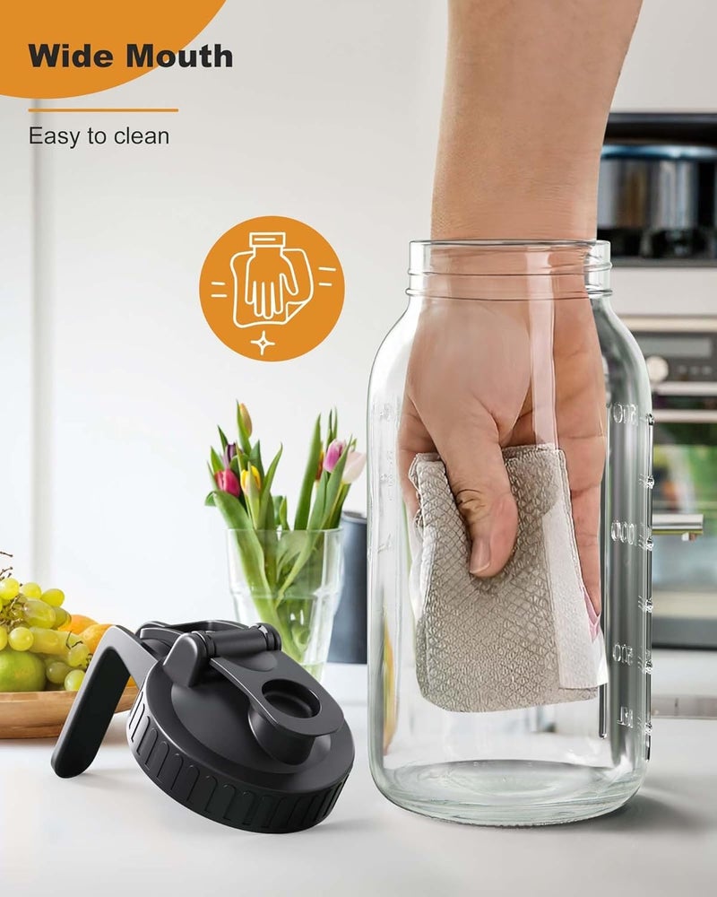 VA1KENE Mason Jar Pitcher Set of 2-64oz (2 Quart) Airtight & Leakproof Glass Pitcher with Lid, Perfect for Storing Breastmilk, Cold Brew, Sun Tea, with Easy-Pour Spout Lid - Image 5