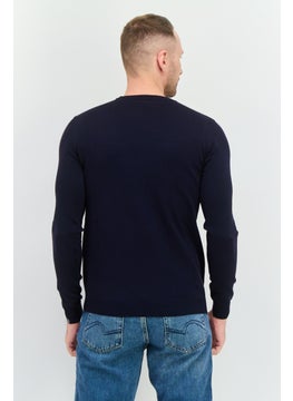 Sorbino Men Crew Neck Knitted Long Sleeves Sweater, Navy  - Image 3