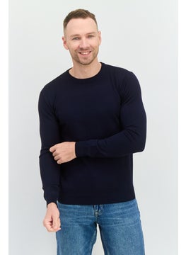 Sorbino Men Crew Neck Knitted Long Sleeves Sweater, Navy  - Image 1