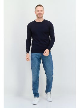 Sorbino Men Crew Neck Knitted Long Sleeves Sweater, Navy  - Image 4