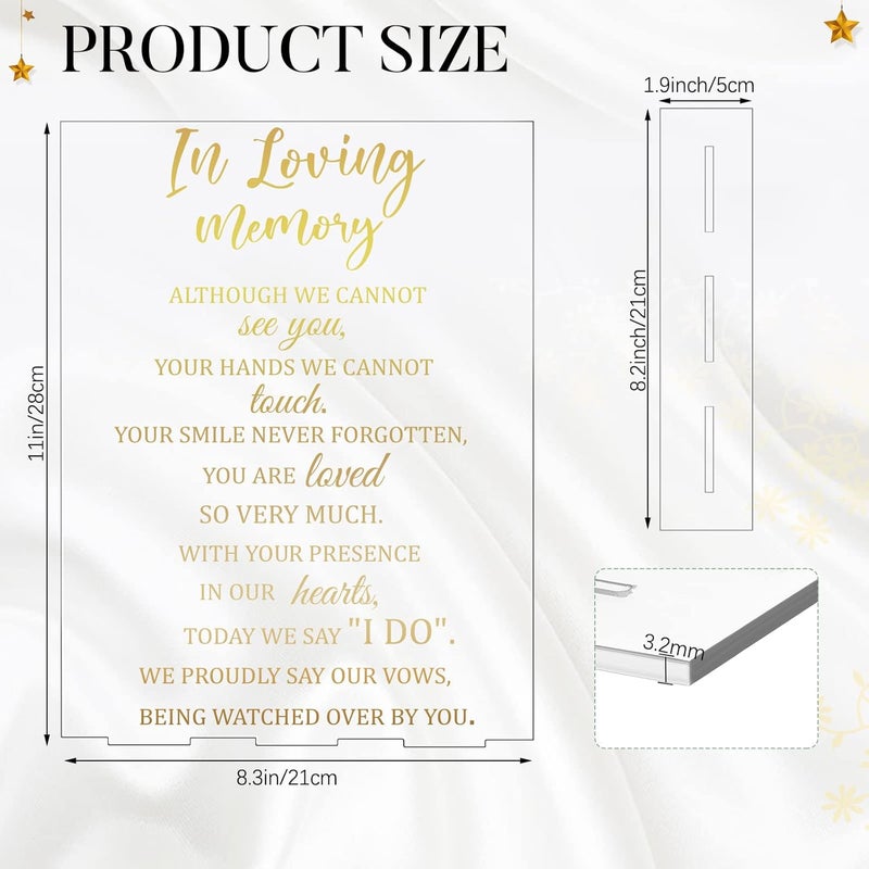 Qunclay Wedding Memorial Table Sign Acrylic Wedding Reception Sign 83 x 11 Inch in Loving Memory Decor Memorial Gifts with Stand Rustic for Reception Funeral DecorElegant - Image 3