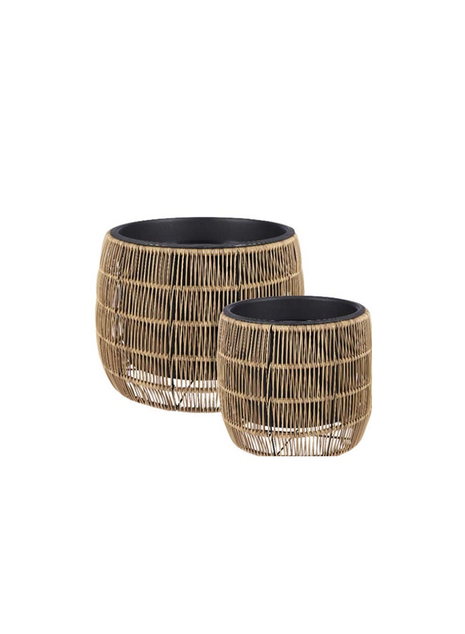 Suncoast Pancho Rattan Round Planter Bowl (S)-Brown  - Image 1