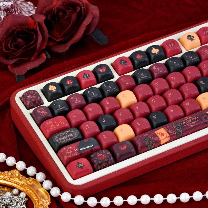 GEKUCAP Red Black PBT Keycaps, Poker Themed Custom Keycap, 130 Key Dye-Sublimation MOA Profile Keyboard Keycaps for Cherry Gateron MX Switches Mechanical Keyboards - Image 5