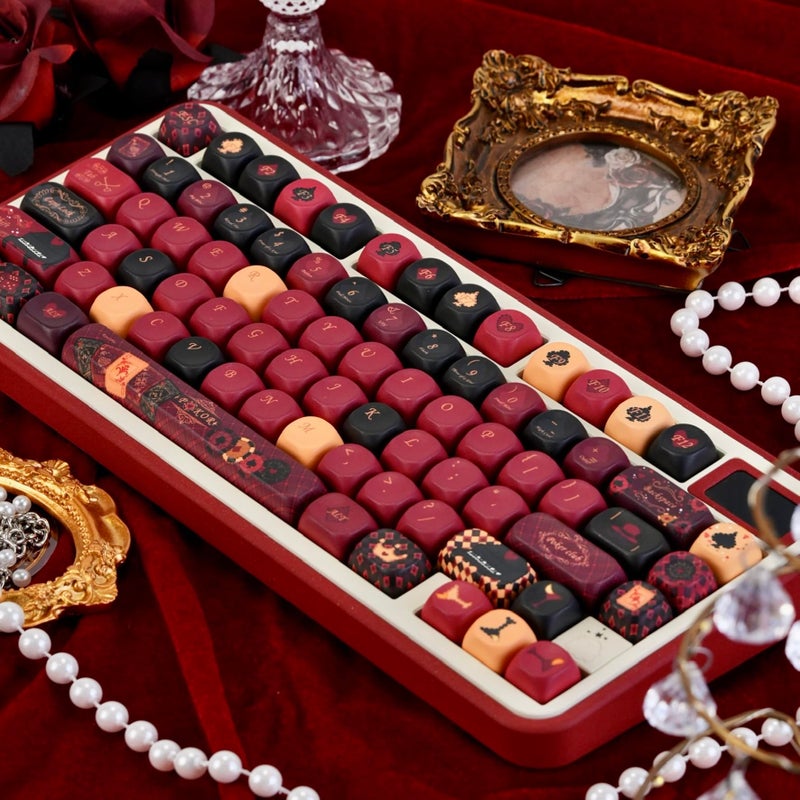 GEKUCAP Red Black PBT Keycaps, Poker Themed Custom Keycap, 130 Key Dye-Sublimation MOA Profile Keyboard Keycaps for Cherry Gateron MX Switches Mechanical Keyboards - Image 3
