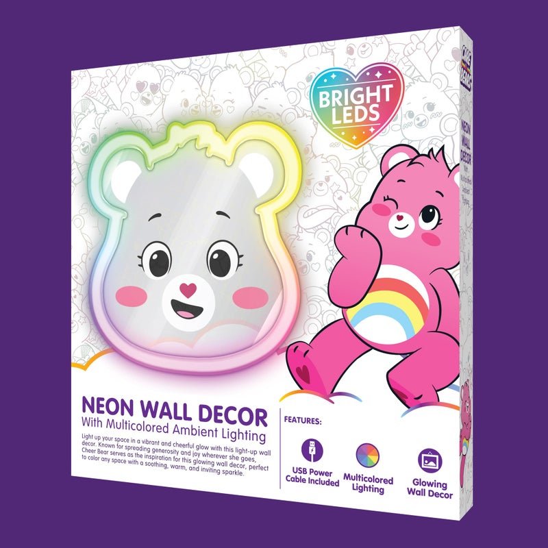 Care Bears Neon Wall Decor with Multicolored Ambient Lighting â€“ USB Powered LED Light for Kids' Room Decor â€“ Cheer Bear Character, Rainbow Glow â€“ Perfect for Bedrooms, Nurseries, and Playrooms - Image 4